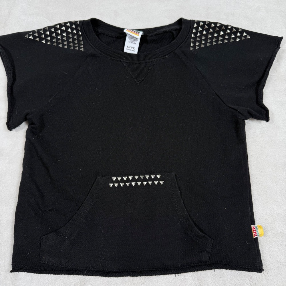 Harajuku Mini For Target Black Studded Pocket Crew‎ Neck T Shirt Top  Medium 7/8